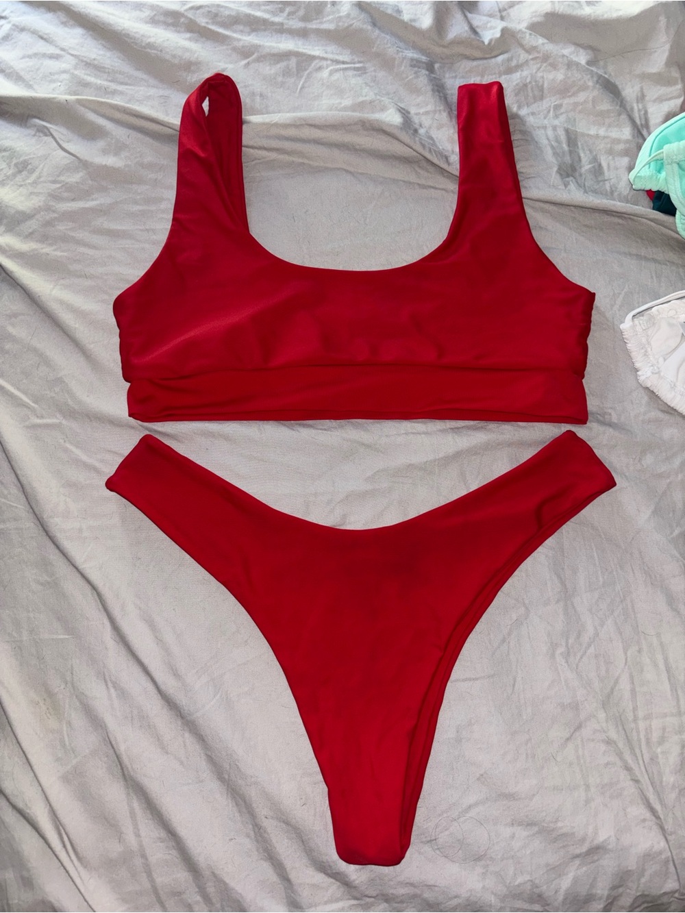 Zaful Red Scoop Neck Bikini Set